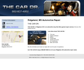 thecardr.net: Automotive Repair Ridgeland, MS - THE CAR DR. 662-607-4952
THE CAR DR. provides general auto repair services to Ridgeland, MS. Call 662-607-4952 Now For Further Details!