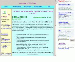 lye-tech.com: COMxL RS232C @ TCPIP: Link Instrument to Excel worksheet directly via
RS232C port
LYE SoftLab HomePage