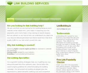 linkbuilding.in: India Link Building Services Company Outsource SEO Link Builder India
LinkBuilding.in Link Popularity Building Consulting offer one way link building from thematic authority to increase link popularity. We offer Outsource Link Building for SEO world wide.