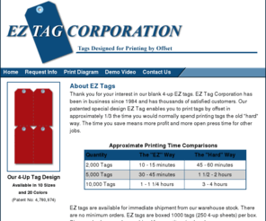 eztag.com: EZ Tag Corporation - Tags Designed for Offset Printing
EZ Tag 4-up tags for offset printing