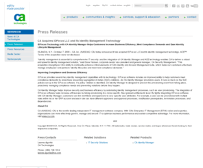 idfocus.com: CA Acquires IDFocus LLC and Its Identity Management Technology
CA Acquires IDFocus LLC and Its Identity Management Technology