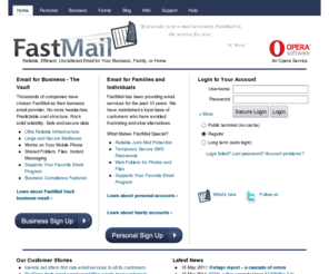 mailup.net: FastMail - reliable email hosting services (IMAP, POP, SMTP, Web)
Fast and secure email hosting services. Reliable SMTP, IMAP, POP and web access. SSL available. Personal, business and family options. Free and paid accounts.