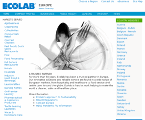 ecolab.eu: Ecolab EMEA {$titleName}
Waschmittel, Detergents, Chemie, Wäschereien, Laundry, Wasser, Energie, Management, Wäschereimanagement, Consulting, Dosieranlagen, Wasserfiltration, Water filtration, Energy recovery, Data Management, Datenmanagement, Service, Wäschereiservice, Waschmittel, Wäschereipartner, Setting sustainable Standards, Standards für die Zukunft der Wäscherei, Wäscherei, Laundry Partner, PERformance, PERformance System, PERformance BASIS, PLUS ULTIMATE, PERFORMANCE PLUS, PERFORMANCE ULTIMATE, Scalomix, Magic soft & fresh, Optisit relax, Turbo pump, PLC, SPS, Triplex, Dermasil, compactat, Turbo emulsion, Triplex emulsion, Emulsion, Paste, Waschmittel,