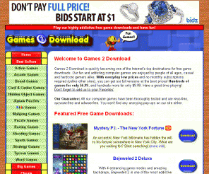 games2download.com: 500+ FREE Game Downloads at our Free Downloadable Games Site!
Visit our free game downloads site, packed with high quality and safe downloadable games enjoyed by people of all ages, casual and hardcore gamers alike!