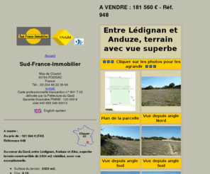 immobilier-gard.com: Secteur Lédignan, Anduze, terrain à construire à vendre
Terrain constructible avec vue exceptionnelle à vendre près d'Anduze, dans le Gard- Agence
 Sud-France-Immobilier, à Foissac