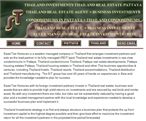 seedtees.com: Pattaya Thailand Investments - Thailand Real Estate Thailand.
Thai/USA Investment Partner for fully managed REIT type Thailand Real Estate Investments. High Yield Returns on Thailand Investments.
