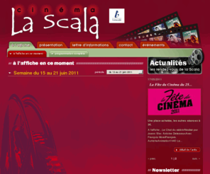 cine-scala.com: Cinéma La Scala Thionville - Site officiel - à l'affiche en ce moment
à l'affiche en ce moment. Bienvenue sue le site internet du cinéma La Scala à Thionville. Une programmation art et essai éclectique et ouverte à tous vous est proposée 23 place du marché, avec 42 séances par semaine.