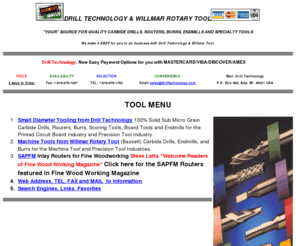 drilltechnology.com: carbide tools, drills, routers, endmills, burrs, micro drills, specialty carbide
tools, drill technology
carbide drills, routers, endmills, burrs, specialty tools, scoring tools, diamond cut, chipbreaker, pcb drills, pcb routers, fishtail, drill point, micro drills, carbide tooling, drilltechnology