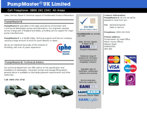 pumpmaster.co.uk: Pumpmaster UK - Sales and Service of Saniflo waste pumps
Saniflo Sales and Services of Sewage and Wastewater Pumps and Systems