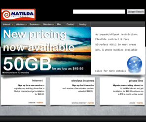 caliph.net.au: Matilda Internet Mackay - Queensland, Australian broadband aDSL & aDSL2 ISP... $10 aDSL2 installation!!
Matilda Internet provides a range of Broadband ADSL, Dialup, Web Hosting and Phone services Australia wide.