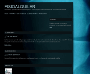 fisioalquiler.com: FISIOALQUILER
Alquilamos aparatos de movilización pasiva continua para la recuperación del movimiento de rodilla.