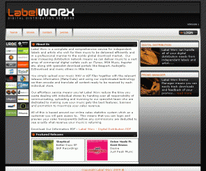 label-worx.com: Label Worx
Label Worx provides essential services to record labels in the Dance Music industry including Digital Distribution, MP3 Promotion & Mastering