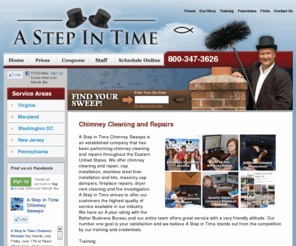 chimneycleaners.com: A Step in Time Chimney Sweeps
A Step in Time Chimney Sweeps serves Virginia Beach to Boston. We offer chimney repair, gutter and dryer vent cleaning.