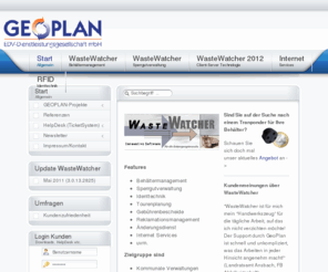 e-waste.info: WasteWatcher Portal - WasteWatcher - innovative Softwarelösung
Produktseite der Software WasteWatcher der Fa. GEOPLAN EDV-Dienstleistungsgesellschaft mbH