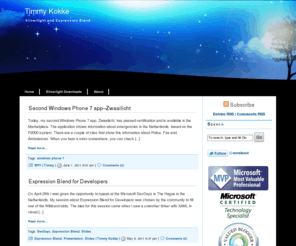 timmykokke.com: Timmy Kokke on Web, Silverlight and Expression Blend
Timmy Kokke (MVP) on Silverlight, Expression Blend and webdevelopment