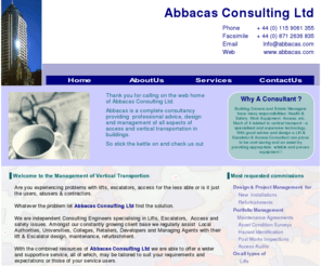 abbacas.com: Home
A multi disiplinary consultancy providing a professional Design and Management services for access and vertical tranportation Abbacas Consulting - A professional multidisiplined service for the design and management of access and vertical transportation