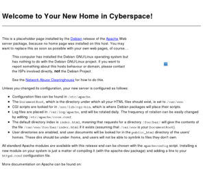 bess-net.com: Welcome to Your New Home Page!
The initial installation of Debian/GNU Apache.