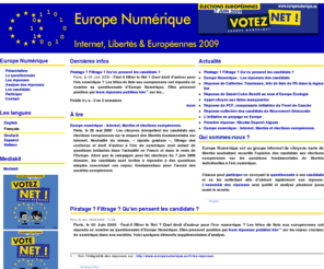 europenumerique.eu: EUROPE NUMÉRIQUE | Internet, Libertés & Européennes 2009
