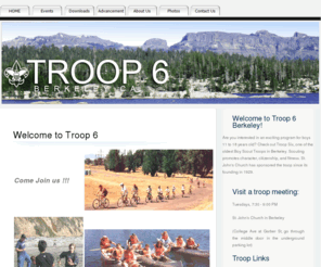 troopsix.org: Troop 6
Webpage for Troop 6 in Berkeley, CA.