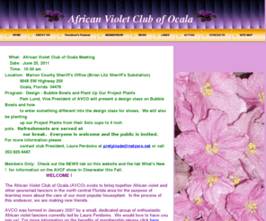 africanvioletclubofocala.org: AFRICAN VIOLET CLUB OF OCALA (AVCO)  Ocala, Florida - Come in and enjoy the club and learn more about African Violets and other Gesneriads
African Violet Club of Ocala 
Ocala, Florida