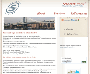 michael-schoener.com: SchoenerDesign Internet Services - Michael Schöner Webdesign baut Ihre Webseiten
Michael Schöner bietet mit SchoenerDesign Internet Services Beratung, Gestaltung und Realisierung von Webseiten