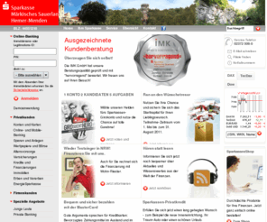 sparkasse-hemer.com: Sparkasse Märkisches Sauerland Hemer-Menden (44551210) - Internet-Filiale
Die Internetfiliale der Sparkasse Märkisches Sauerland Hemer-Menden