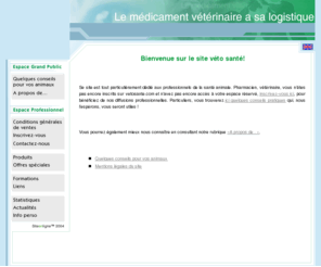 vetosante.com: Véto Santé - Distribution pharmaceutique du médicament vétérinaire pour la santé animale
Distribution pharmaceutique et logistique du médicament vétérinaire pour la santé animale, premier grossiste de médicaments pour animaux auprès des pharmaciens, vétérinaires, éleveurs. Matériels, accessoires, soins, pharmacie, aliments, traitements contre les maladies, pathologies.