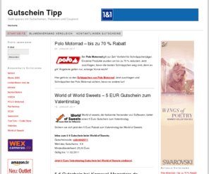 gutschein-tipp.net: Gutschein Tipp |  Geld sparen mit Gutscheinen, Rabatten und Coupons
Sparen Sie bares Geld mit Gutscheinen, Rabatten und Gutscheincodes