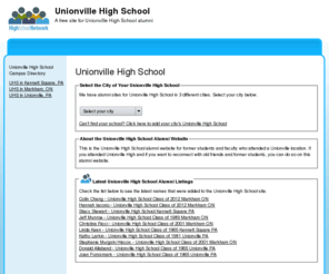 unionvillehighschool.net: Unionville High School
Unionville High School is a high school website for alumni. Unionville High provides school news, reunion and graduation information, alumni listings and more for former students and faculty of Unionville High School