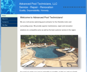 advancedpooltechnicians.com: Swimming Pool Service and Repair, Cleaning and Maintanence Charlotte NC
Our company provides the best swimming pool service, repair and renovation solutions available in the Charlotte metro area. We service all pool equipment and provide pool chemicals at low prices