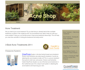 acne-shop.com: Top 3 Best Acne Treatment 2011
Acne treatment, 3 best acne treatment in the market. Acne treatment products review 2011.