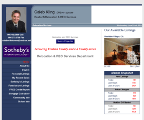 calebkling.com: Caleb Kling - 13 years of quality managing, effective marketing, and selling of Corporate Relocation and REO Homes
Caleb Kling, for all your real estate needs in Thousand Oaks, Westlake Village, Agoura Hills, Calabasas, Simi Valley, Moorpark, Camarillo, Oxnard, Ventura County and L.A./San Fernando Valley areas