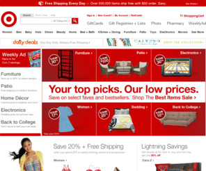 shop-red.com: Target.com - Furniture, Patio, Baby, Toys, Electronics, Video Games
Shop Target and get Bullseye Free shipping when you spend $50 on over a half a million items. Shop popular categories: Furniture, Patio, Baby, Toys, Electronics, Video Games.