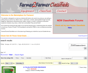 farmertoofarmerclassifieds.com: Farmer 2 Farmer
Browse our   new and used farm equipment listings free. 1000s of  -  farm equipment listings for sale. Post free    -  farm machinery classifieds.