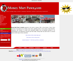 moneymartpawn.com: Money Mart Pawn & Jewelry Web Catalog
A leading provider of quality estate jewlery, antiques, collectables, hard to find items, and much more.