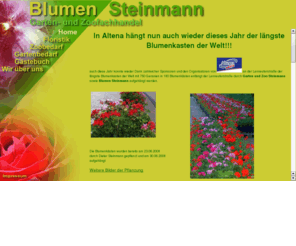 blumen-steinmann.de: ► Blumen Steinmann --> Bei uns blüht Ihnen jeden Monat was ……..  
  
<!--
function MM_findObj(n, d) { //v4.01
  var p,i,x;  if(!d) d=document; if((p=n.indexOf("?"))> 0&&parent.frames.length) {
    d=parent.frames[n.substring(p 1)].document; n=n.substring(0,p);}
  if(!(x=d[n])&&d.all) x=d.all[n]; for (i=0;!x&&i<d.forms.length;i  ) x=d.forms[i][n];
  for(i=0;!x&&d.layers&&i<d.layers.length;i  ) x=MM_findObj(n,d.layers[i].document);
  if(!x && d.getElementById) x=d.getElementById(n); return x;
}
function MM_nbGroup(event, grpName) { //v6.0
var i,img,nbArr,args=MM_nbGroup.arguments;
  if (event == "init" && args.length >  2) {
    if ((img = MM_findObj(args[2])) != null && !img.MM_init) {
      img.MM_init = true; img.MM_up = args[3]; img.MM_dn = img.src;
      if ((nbArr = document[grpName]) == null) nbArr = document[grpName] = new Array();
      nbArr[nbArr.length] = img;
      for (i=4; i < args.length-1; i =2) if ((img = MM_findObj(args[i])) != null) {
        if (!img.MM_up) img.MM_up = img.src;
        img.src = img.MM_dn = args[i 1];
        nbArr[nbArr.length] = img;
    } }
  } else if (event == "over") {
    document.MM_nbOver = nbArr = new Array();
    for (i=1; i < args.length-1; i =3) if ((img = MM_findObj(args[i])) != null) {
      if (!img.MM_up) img.MM_up = img.src;
      img.src = (img.MM_dn && args[i 2]) ? args[i 2] : ((args[i 1])?args[i 1] : img.MM_up);
      nbArr[nbArr.length] = img;
    }
  } else if (event == "out" ) {
    for (i=0; i < document.MM_nbOver.length; i  ) { img = document.MM_nbOver[i]; img.src = (img.MM_dn) ? img.MM_dn : img.MM_up; }
  } else if (event == "down") {
    nbArr = document[grpName];
    if (nbArr) for (i=0; i < nbArr.length; i  ) { img=nbArr[i]; img.src = img.MM_up; img.MM_dn = 0; }
    document[grpName] = nbArr = new Array();
    for (i=2; i < args.length-1; i =2) if ((img = MM_findObj(args[i])) != null) {
      if (!img.MM_up) img.MM_up = img.src;
      img.src = img.MM_dn = (args[i 1])? args[i 1] : img.MM_up;
      nbArr[nbArr.length] = img;
  } }
}

function MM_preloadImages() { //v3.0
 var d=document; if(d.images){ if(!d.MM_p) d.MM_p=new Array();
   var i,j=d.MM_p.length,a=MM_preloadImages.arguments; for(i=0; i<a.length; i  )
   if (a[i].indexOf("#")!=0){ d.MM_p[j]=new Image; d.MM_p[j  ].src=a[i];}}
}

//-->
Willkommen bei Blumen Steinmann. Bei uns blüht Ihnen jeden Monat was .. 