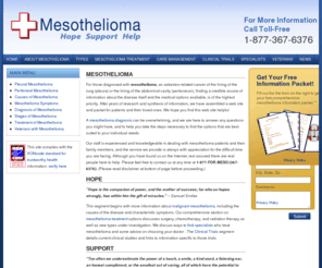 robertlstineburg.com: Mesothelioma Web - The Most Comprehensive Mesothelioma Website
Mesothelioma symptoms and diagnosis. Malignant mesothelioma treatment. Traditional and new treatment options. Mesothelioma doctors and hospitals, news, and clinical trials.