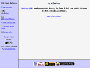 niftyneato.com: Nifty Neato Software
NiftyNeato Software - Home of Snitch