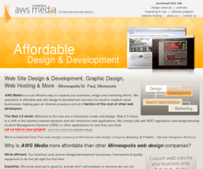 awsmediaco.com: Minneapolis Web Design, Development & Creation Minneapolis/Twin Cities, MN
Alternative Web Solutions is an afforable, cost effective way to expand your business, image and marketing efforts. We are web design and seo experts, with services expanding rapidly.