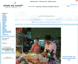 whatsmylunch.com: Home - Whats My Lunch?
Home - Whats my Lunch? is the ultimate site to know what you want to eat for lunch. - Whats My Lunch?