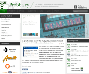 probba.org: Welcome to Probba ry's website
Probba Ry, the Student Organization of Aalto University School of Economics Mikkeli Campus.