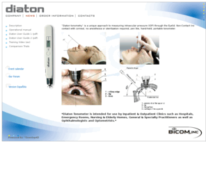 tonometerdiaton.com: ^Diaton Tonometer measures through EYELID Intraocular Pressure IOP Non-Contact Tonometry ophthalmology glaucoma eye test Ophthalmic Instruments Tonometer News Reviews Trials
^Diaton Tonometer measures through EYELID Intraocular Pressure IOP Non-Contact Tonometery ophthalmology glaucoma eye test Ophthalmic Instruments 