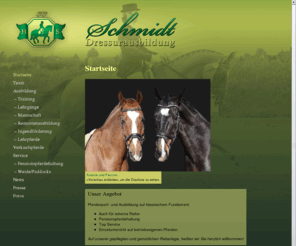 dressurpferde-schmidt.de: Startseite
Dressursport auf dem Degenhof.
Klassische Dressurausbildung von der Remonte bis zum Grand Prix Pferd. 
Persönliche und individuelle Betreuung für Reiter und Pferd. 