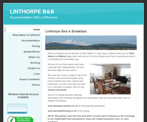 linthorpebandb.co.uk: LINTHORPE B&B -  Accommodation With a Difference
Spacious tranquil b&b in Galloway village of Twynholm, just a stones throw from Kirkcudbright and lovely Solway coast. Holidays with a difference,Sue Macniven provides qualified fly fishing tuition, textile courses and great home cooked food. Retreat and refresh. 