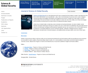 scienceandglobalsecurity-thejournal.com: Journal of Science & Global Security -The Program on Science and Global Security
