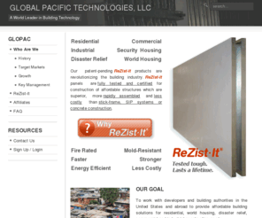 glopacinternational.net: Welcome to Global Pacific Technologies, LLC
Construction Innovation, featuring the ReZist-It Panelized system for residential, commercial architecture, disaster and world housing.