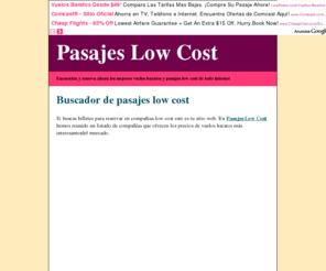 pasajeslowcost.es: Pasajes Low Cost, , Buscador y reserva de los mejores vuelos y pasajes low cost, Listado de Agencias de Viaje con ofertas y viajes Low Cost
