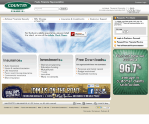 countryfinancial.com: COUNTRY Financial | auto insurance | home insurance | life insurance | investments
COUNTRY Financial representatives provide comprehensive solutions for your insurance and investment needs. Let COUNTRY Financial help you achieve financial security no matter where you are starting from.