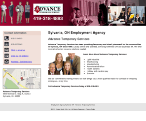 employmentagencytoledo.com: Employment Agency Sylvania, OH - Advance Temporary Services
Advance Temporary Services has been providing temporary and direct placement for the communities in Sylvania, OH since 1990. Call us at 419-318-4893.