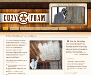 cozy-foam.com: Polyurethane Spray Foam Insulation | Houston Texas
Polyurethane spray foam insulation can cut your utility bill by 50% in Houston, Texas.  Call Cozy Foam today at 281-367-2699 to learn more about spray foam insulation.